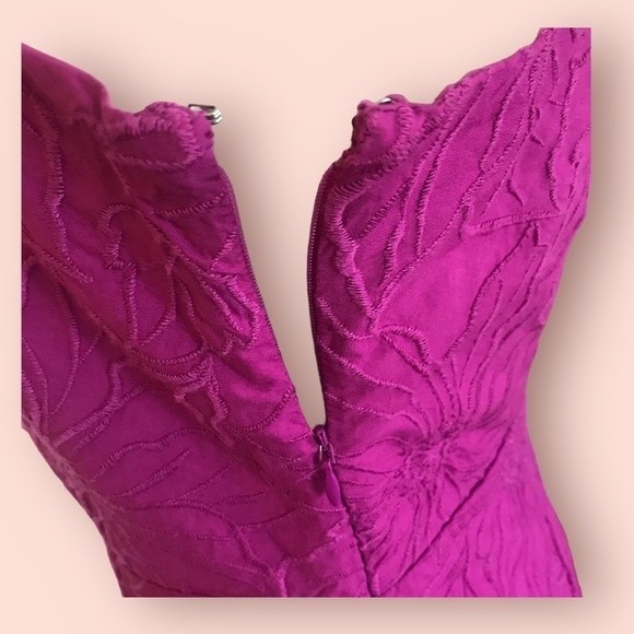 H & M  Mini Dress T-Straps Fushia Fitted Zipper Cut Out/Layered Lined Size S NWT - Picture 6 of 10